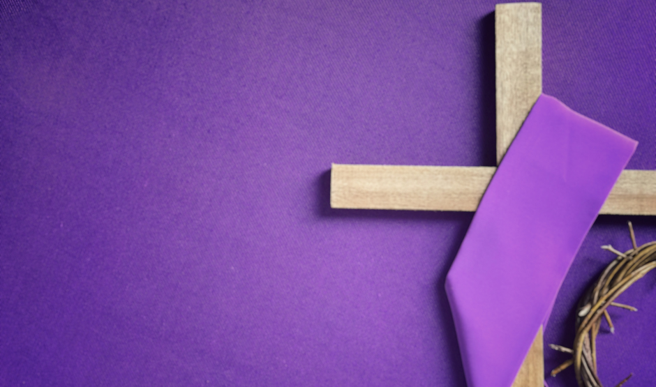 cross with thorns on purple background